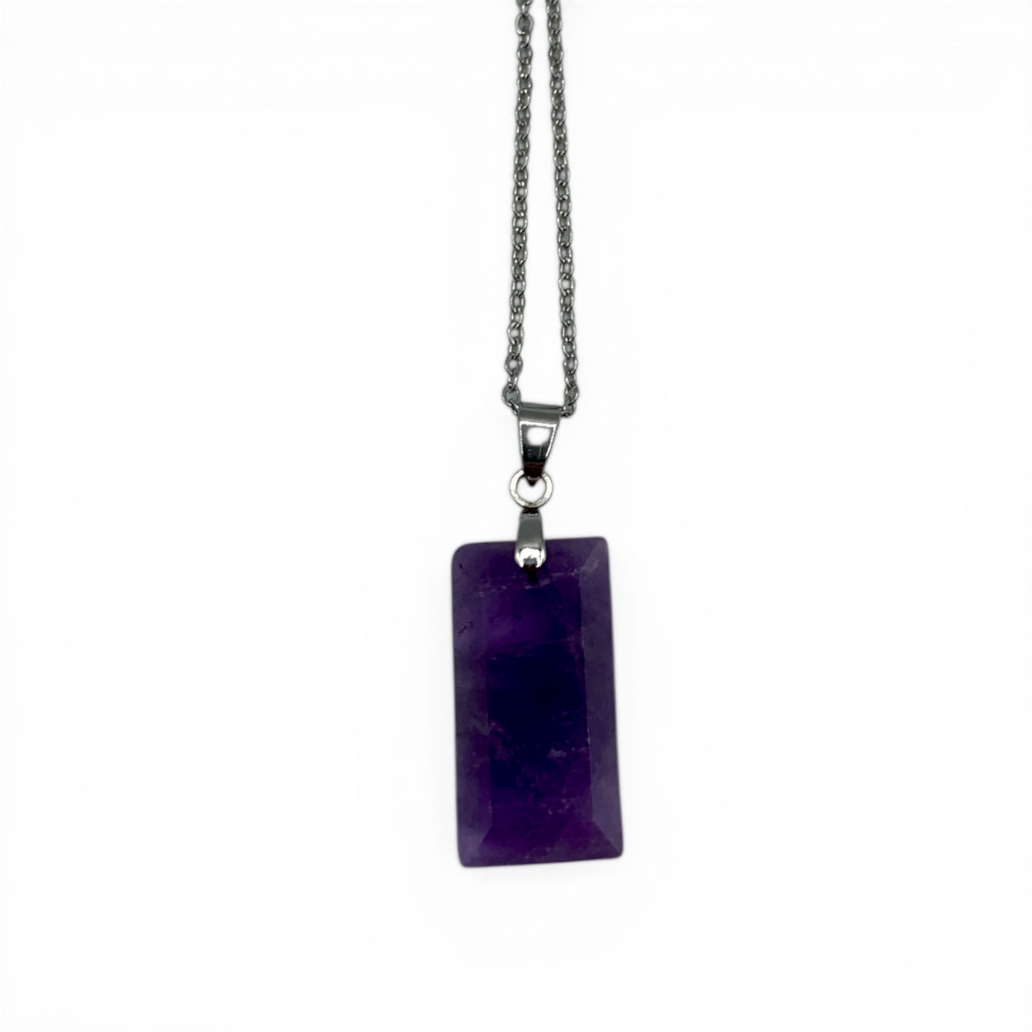 Necklace - Amethyst Rectangle $30